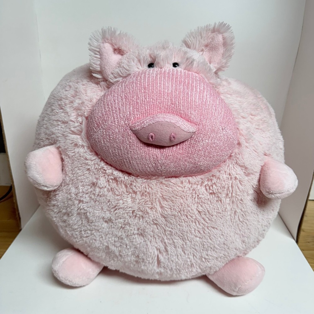 American Mills Squishable Pink Pig Plush Large Round Shaggy Stuffed Animal 16"